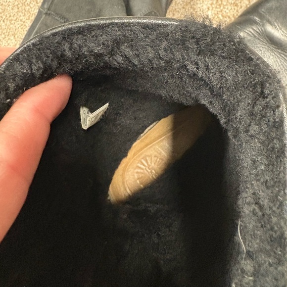 Womens UGG calf boots black size 9 leather and suede - Picture 5 of 6